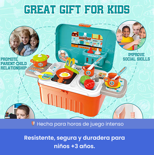 Cocina Portátil 2 en 1 para Niños - ¡Diversión y Creatividad Sin Límites! 🌟🍳