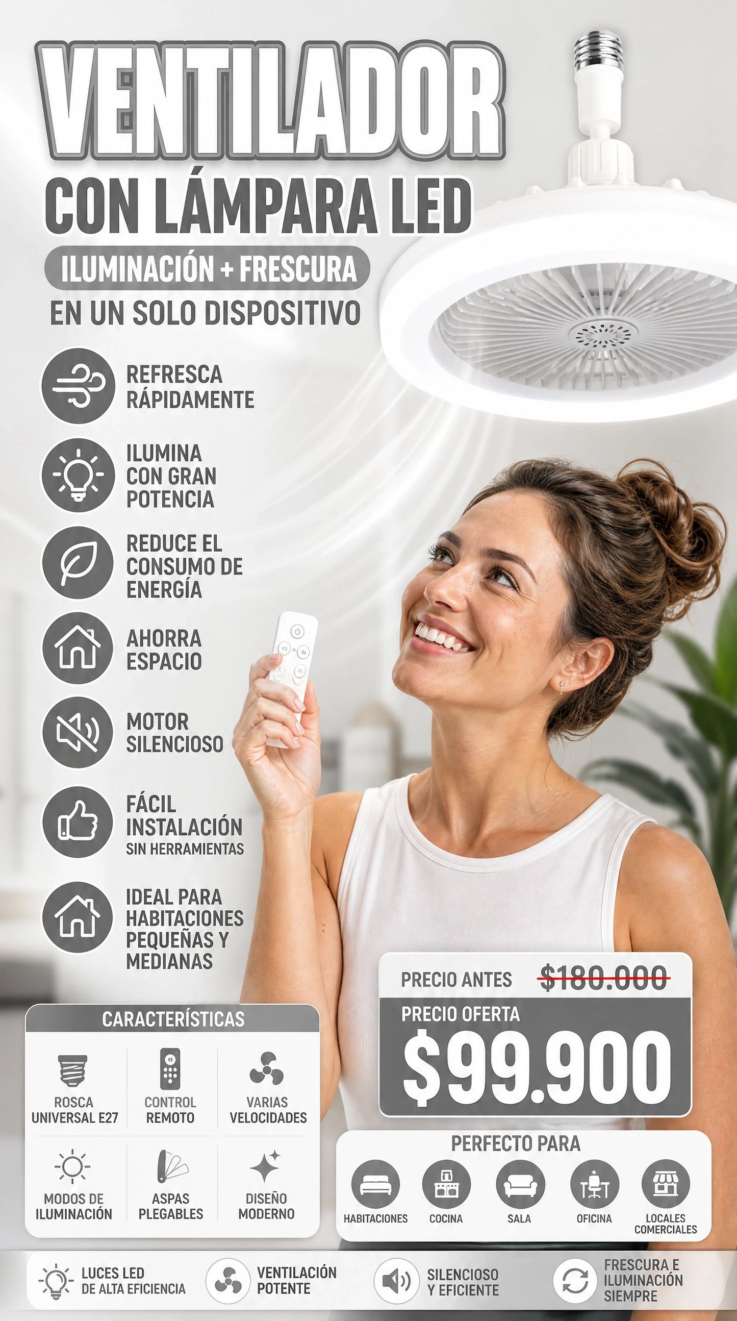 VENTILADOR CON LAMPARA LED