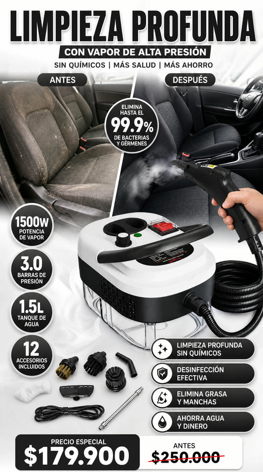 MAQUINA A VAPOR LIMPIEZA PARA TU VEHICULO