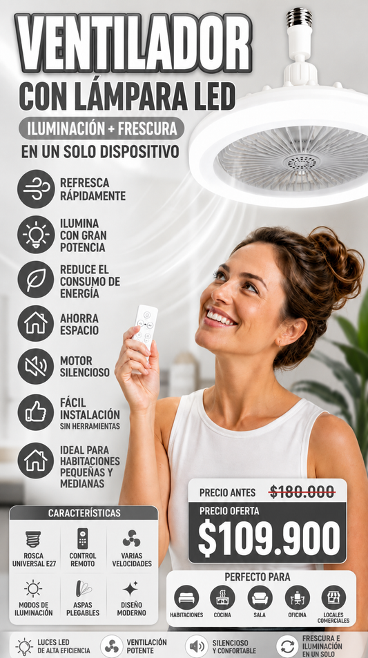 VENTILADOR CON LAMPARA LED