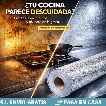 PAPEL ALUMINIO ADHESIVO DE COCINA-5 metros🎁