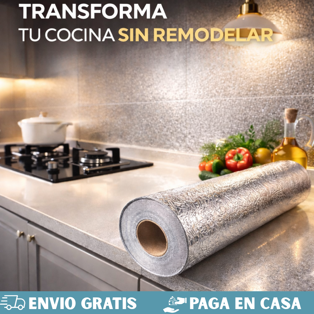 PAPEL ALUMINIO ADHESIVO DE COCINA-5 metros🎁