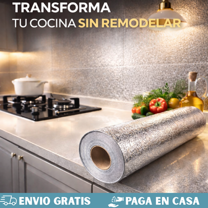 PAPEL ALUMINIO ADHESIVO DE COCINA-5 metros🎁