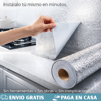 PAPEL ALUMINIO ADHESIVO DE COCINA-5 metros🎁