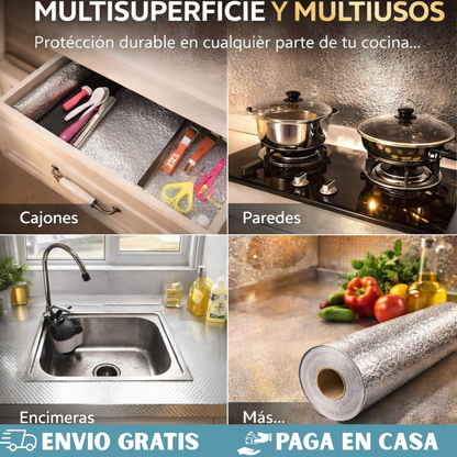 PAPEL ALUMINIO ADHESIVO DE COCINA-5 metros🎁