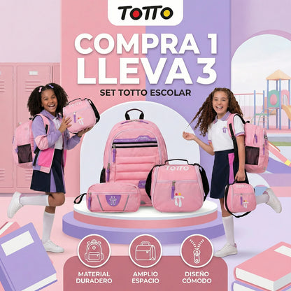 COMBO TOTTO 3 EN 1  MALETA, CARTUCHERA, LONCHERA !