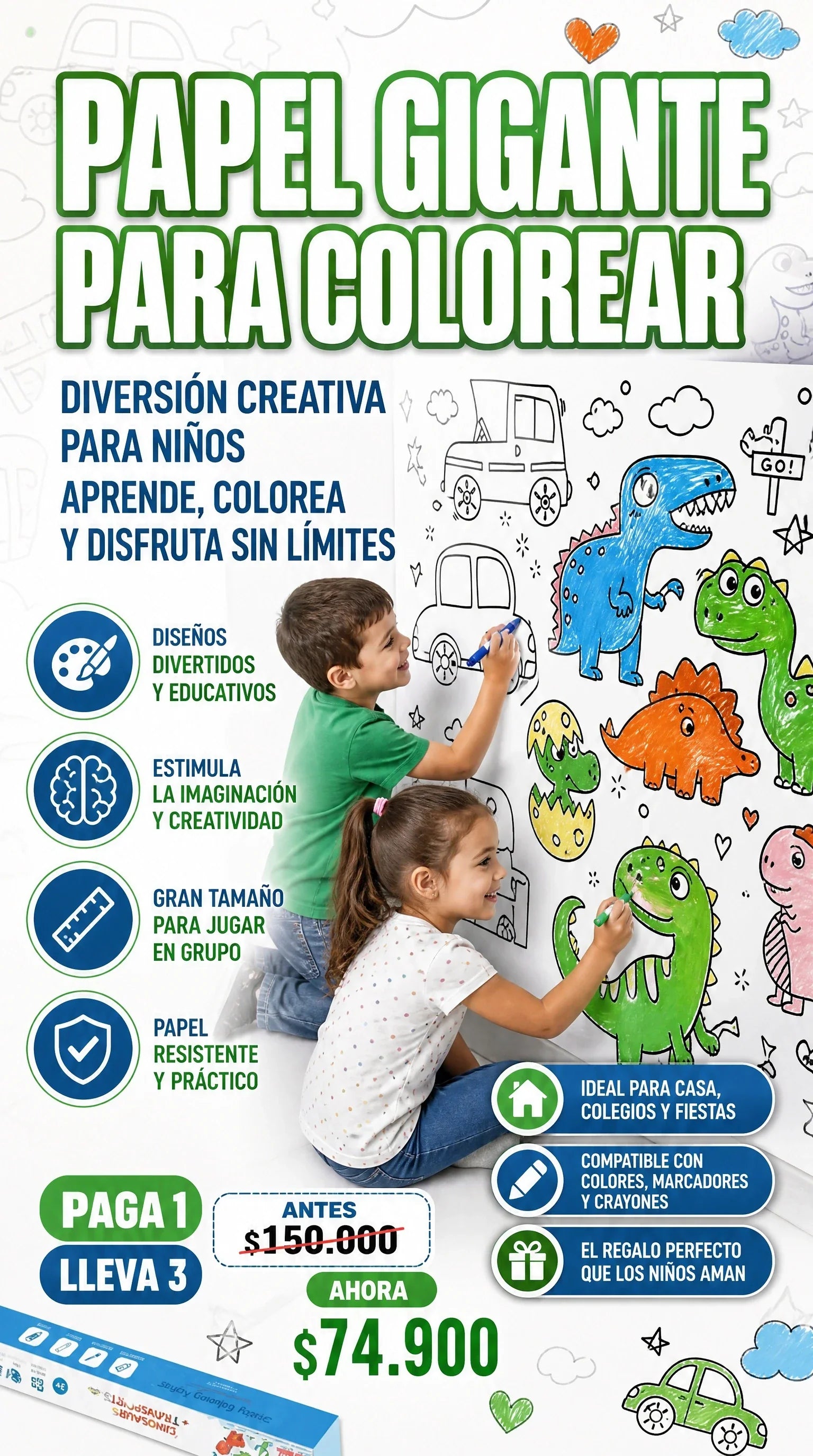 PAPEL GIGANTE PARA COLOREAR