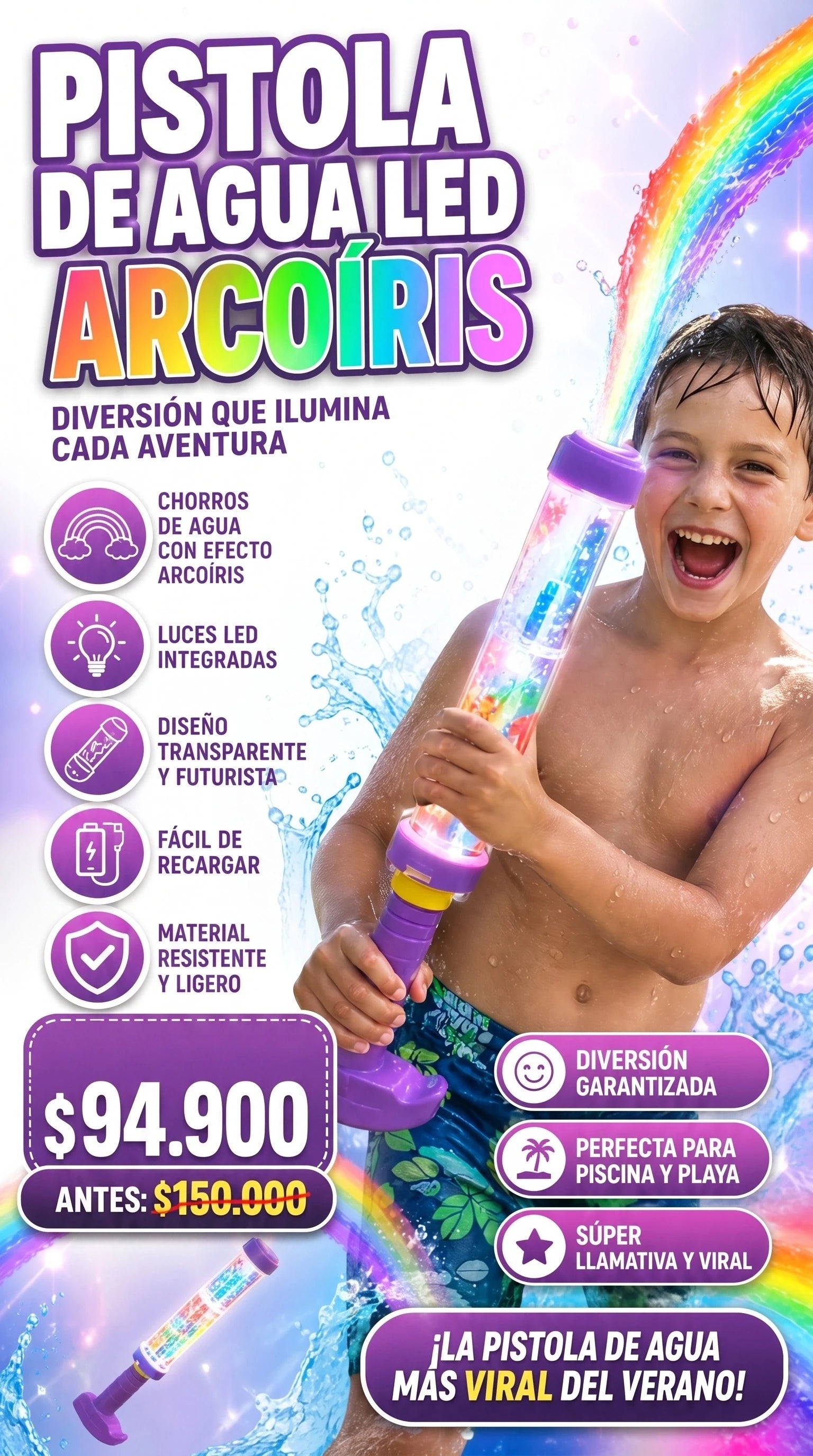 PISTOLA DE AGUA ARCOIRIS