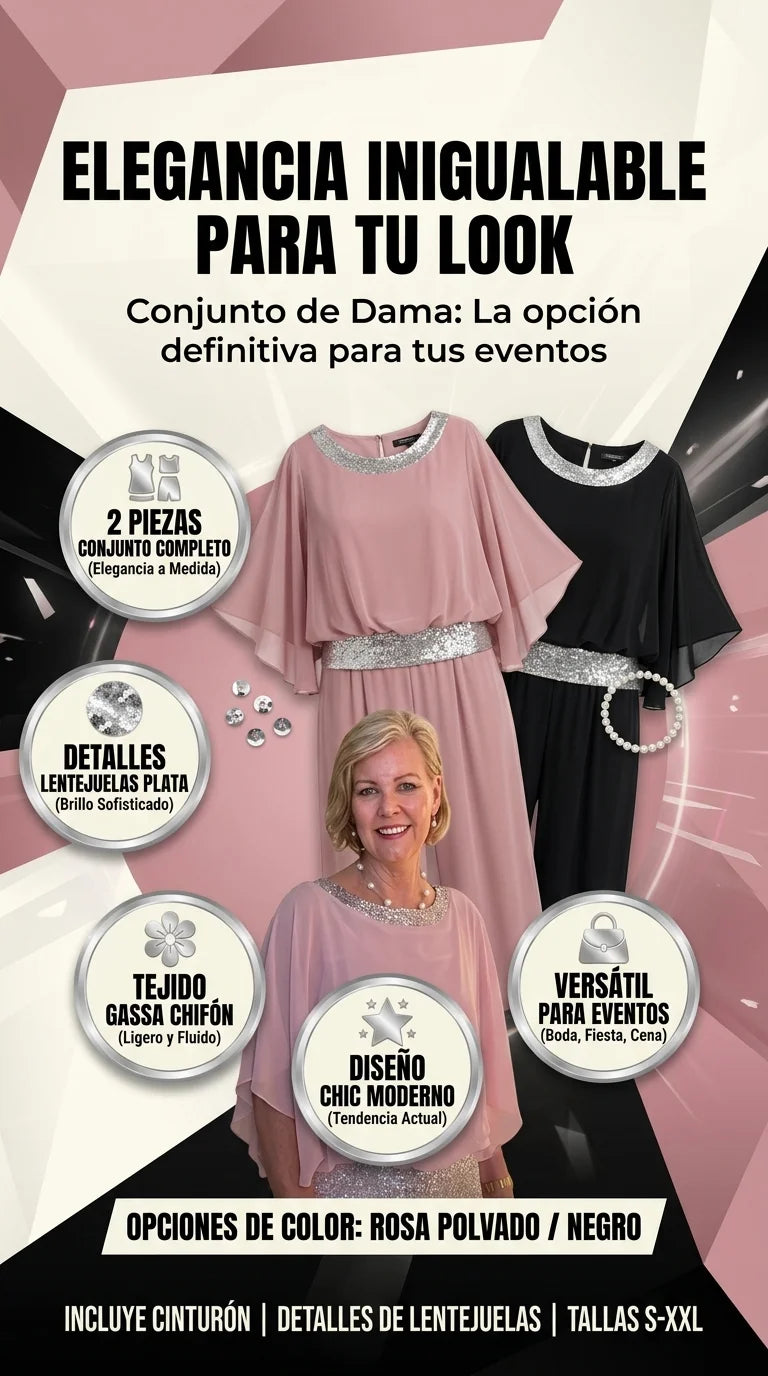 CONJUNTO DAMA ELEGANTE DE 2 PIEZAS 🌸